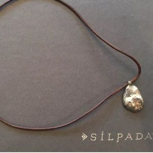 Silpada Sterling leather necklace EUC